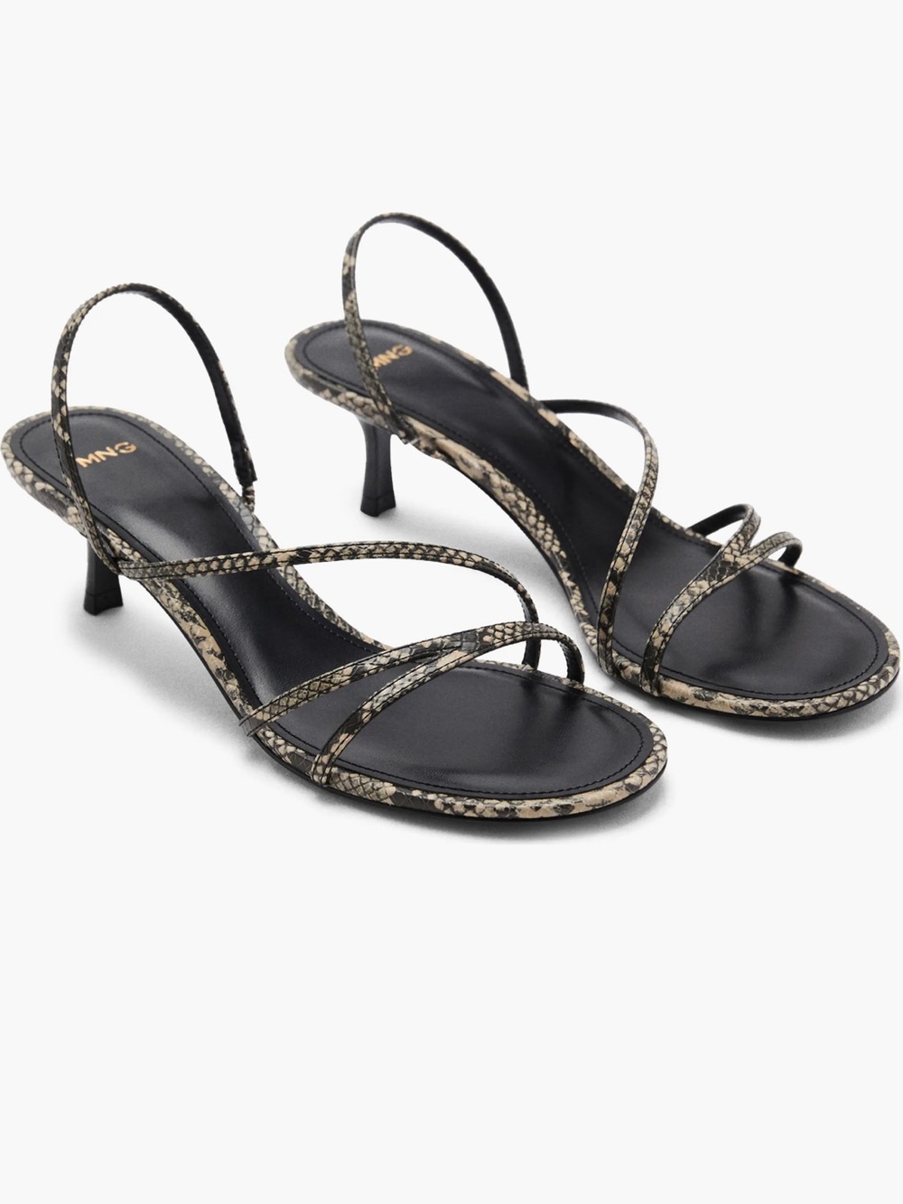 Mango Slingback Kitten Heel Sandal In Snake Print